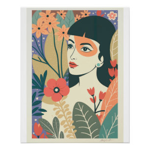 This Retro Tropical Girl Design Will Transport You Poster