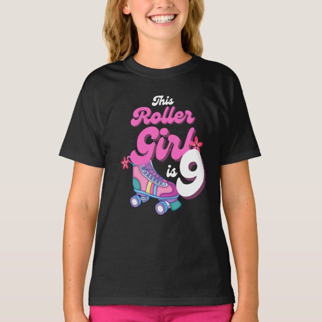 This Roller Girl Is 9 Roller Skating Gift Idea T-Shirt (Front)