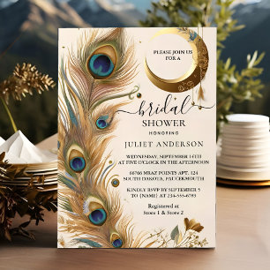 This Rustic Asian Sky Cloud Peacock Bridal Shower Invitation