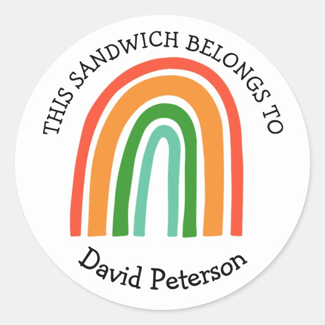 This Sandwich Belongs To - Boho Rainbow Classic Round Sticker (Front)