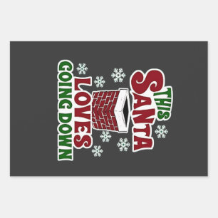 This Santa Loves Going Down Christmas Naughty Xmas Wrapping Paper Sheet