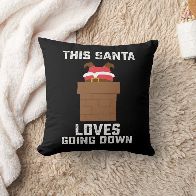 This Santa Loves Going Down Funny Christmas Cushion (Blanket)