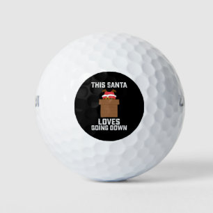 This Santa Loves Going Down Funny Christmas Golf Balls