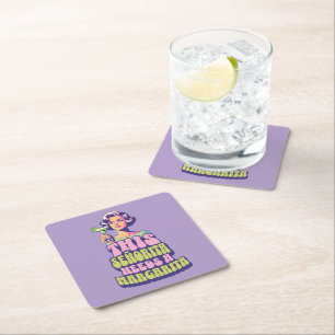 This Señorita Needs a Margarita Retro Square Paper Coaster