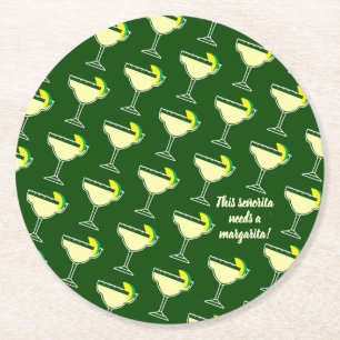 This señorita needs a margarita round paper coaster