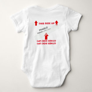 "THIS SIDE UP" Baby Handling Instructions Humorous Bodysuit