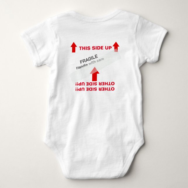 "THIS SIDE UP" Baby Handling Instructions Humourou Bodysuit (Back)