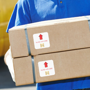 This side up red arrow business logo square sticker