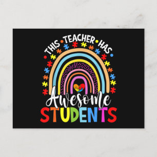 This Teacher Has Awesome Students Rainbow Autism A Postcard