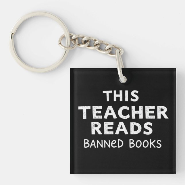 This Teacher Reads Banned Books Graphic Key Ring (Front)