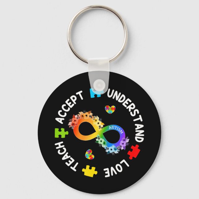 This tee with Infi-nity symbol in rainbow colour a Key Ring (Front)