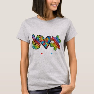 This tee with peace hand, heart shape and pop it s