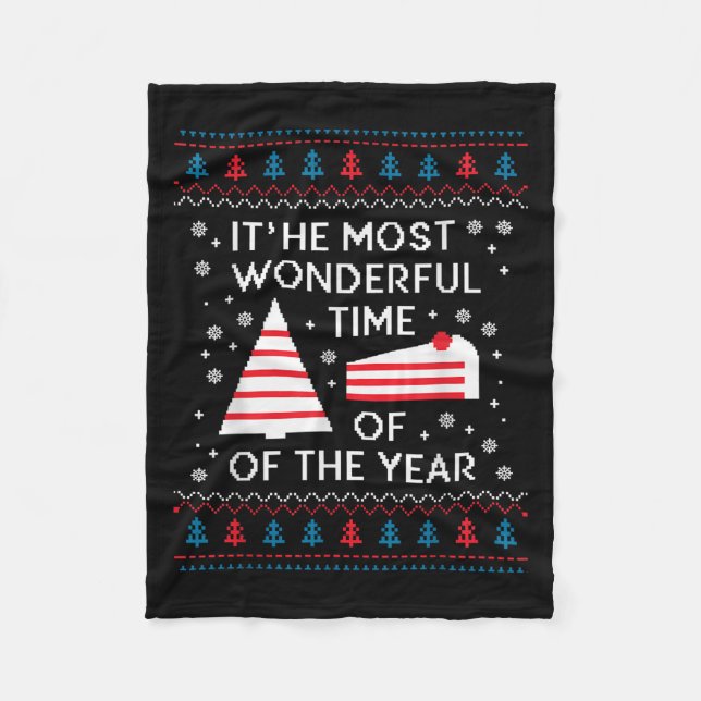This The Season Christmas Tree Cake Ugly Xmas Swea Fleece Blanket (Front)