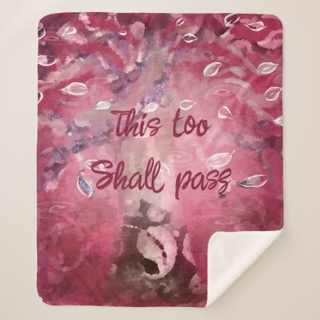 This Too Shall Pass Abstract Tree Leaves Pink  Sherpa Blanket (Front)