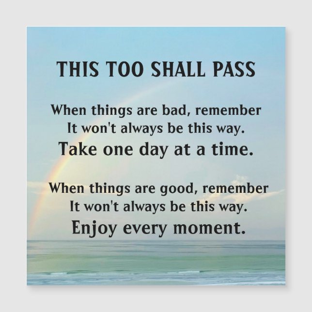 "This too shall pass" Magnetic Card (Front)