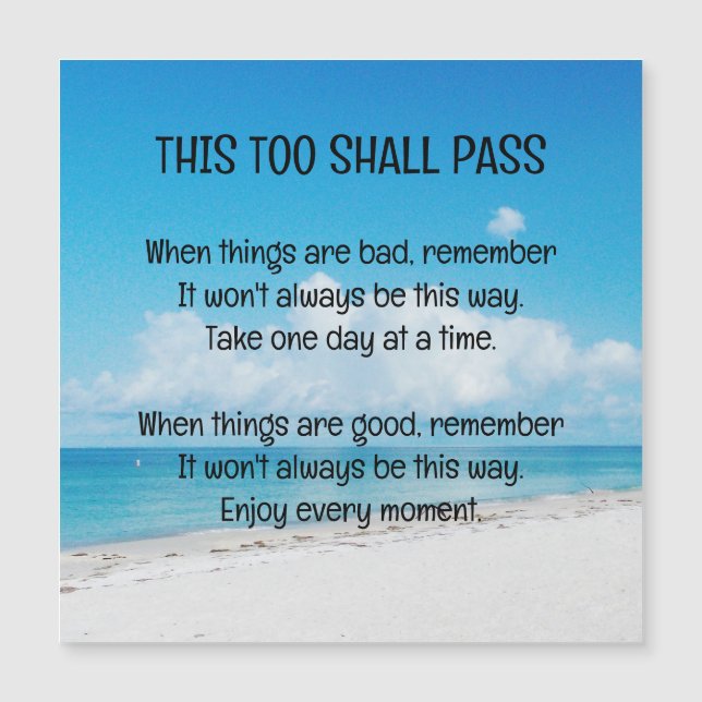 "This too shall pass" Magnetic Card (Front)
