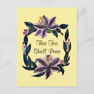 "This Too Shall Pass" Watercolor Lily Wreath Postcard