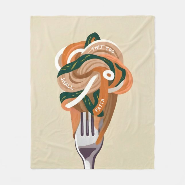 This Too Shall Pasta Fleece Blanket (Front)