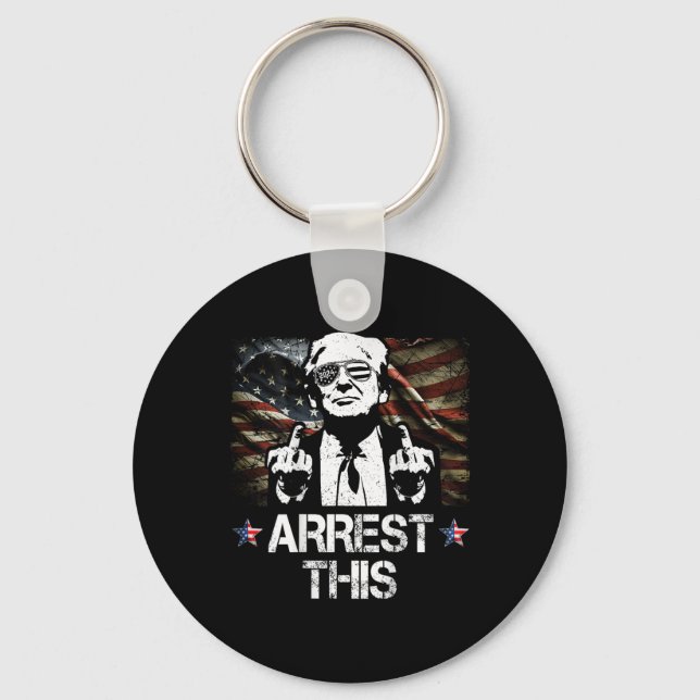 This Trump Middle Fingers Pro Trump 2024 (on Back) Key Ring (Front)