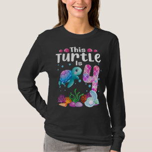 This Turtle Is 4 Years Old, Cute Under Sea Turtle  T-Shirt