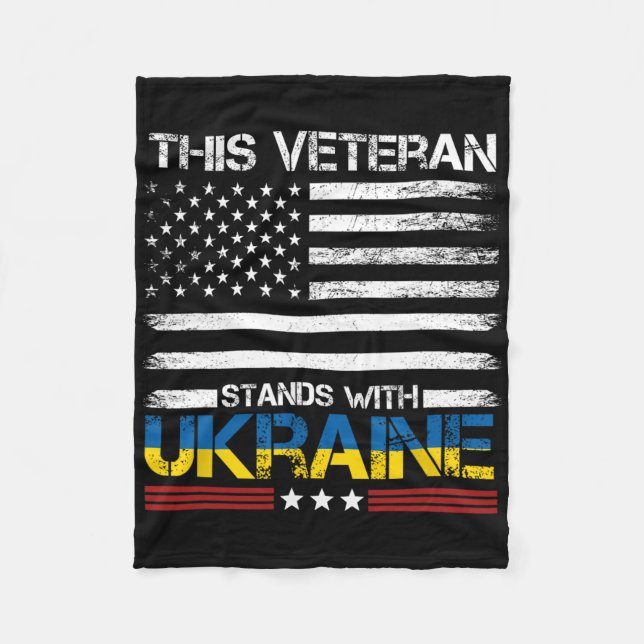 This Veteran Stands With Ukraine 1  Fleece Blanket (Front)