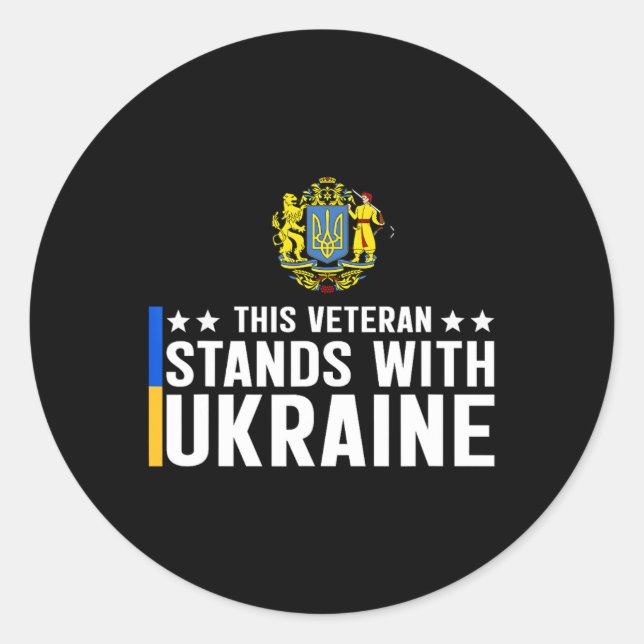 This Veteran Stands With Ukraine 5  Classic Round Sticker (Front)
