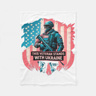 This Veteran Stands With Ukraine Support Ukraine V Fleece Blanket