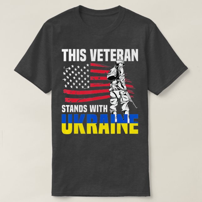This Veteran Stands With Ukraine  T-Shirt (Design Front)