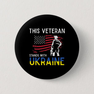 This Veteran Stands With Ukraine Usa Flag Support 6 Cm Round Badge