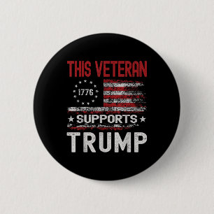 This Veteran Supports Trump 2024 American Flag 6 Cm Round Badge