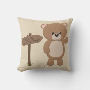 This Way For Free Hugs Teddy Bear Cushion