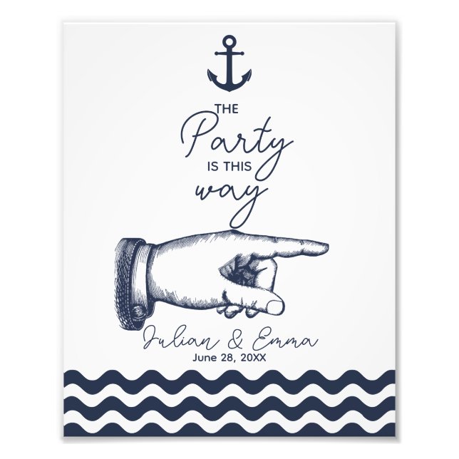 This way party wedding sign right arrow (Front)