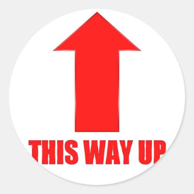 This Way Up Classic Round Sticker (Front)