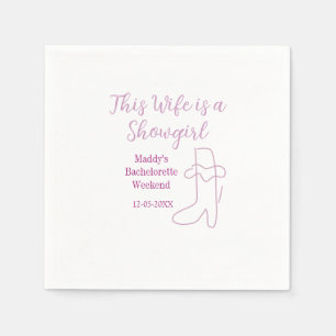 this wife is a showgirl bachelorette party purple  napkin