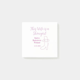 this wife is a showgirl bachelorette party purple post-it notes