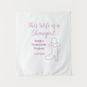 this wife is a showgirl bachelorette party purple  tapestry