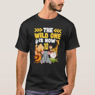 This Wild One Is Now 10 Zoo  Safari 10th Birthday  T-Shirt