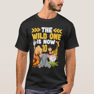 This Wild One Is Now 10 Zoo Safari 10th Birthday T-Shirt