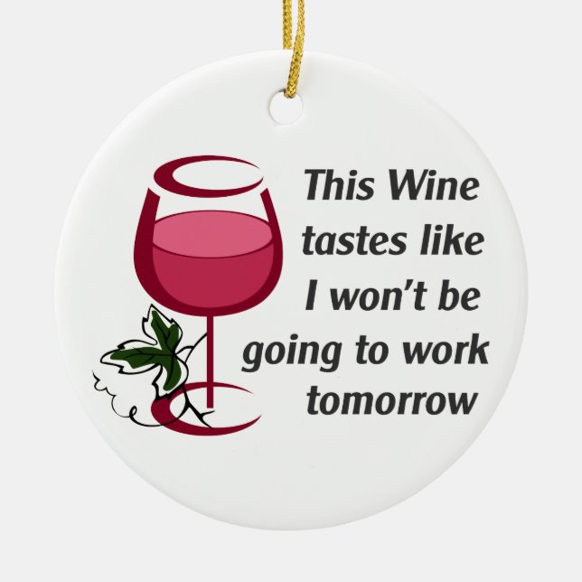 This Wine Tastes Ceramic Tree Decoration (Front)
