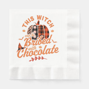 This Witch Can Be Bribed With Chocolate Halloween Napkin