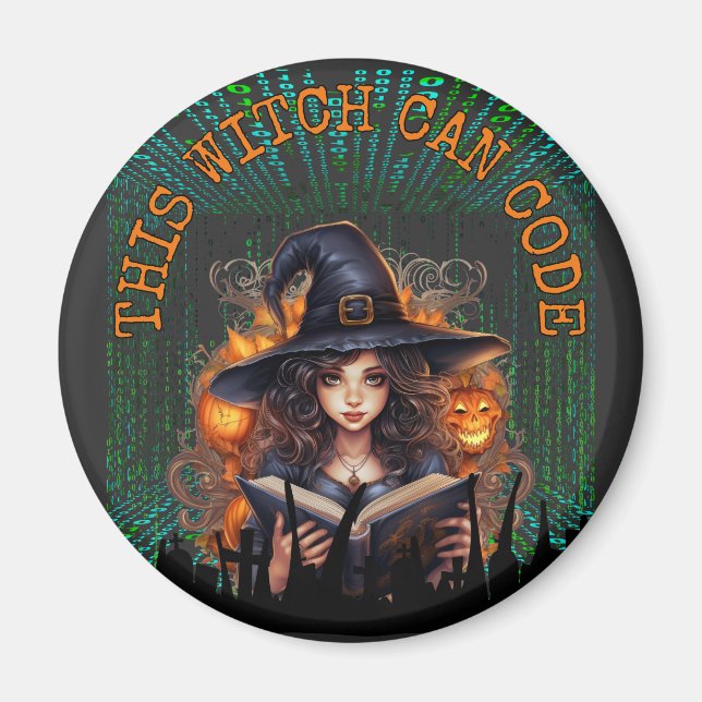 This witch can code magnet (Front)