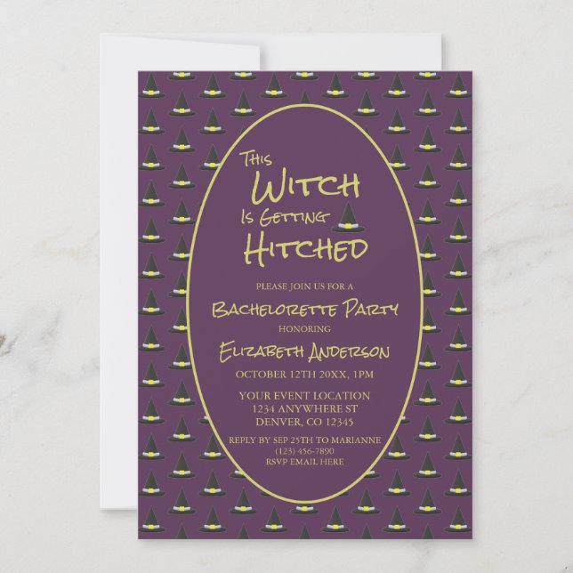 This Witch Is Getting Hitched Bachelorette Party Invitation (Front)
