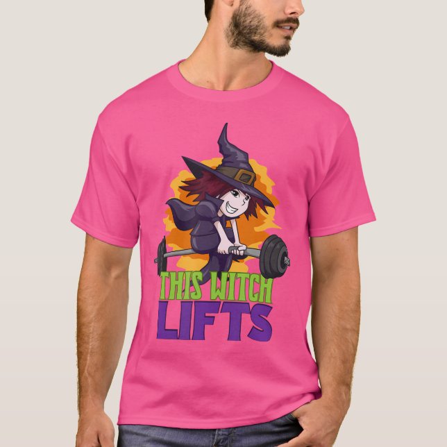 This Witch Lifts Funny Halloween Gym Fitness Weigh T-Shirt (Front)