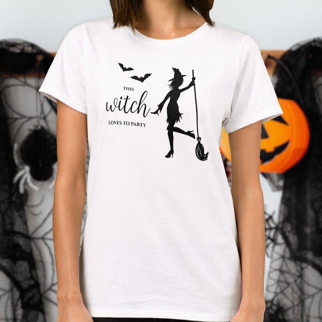 This Witch Loves To Party Silhouette Halloween T-Shirt (Creator Uploaded)