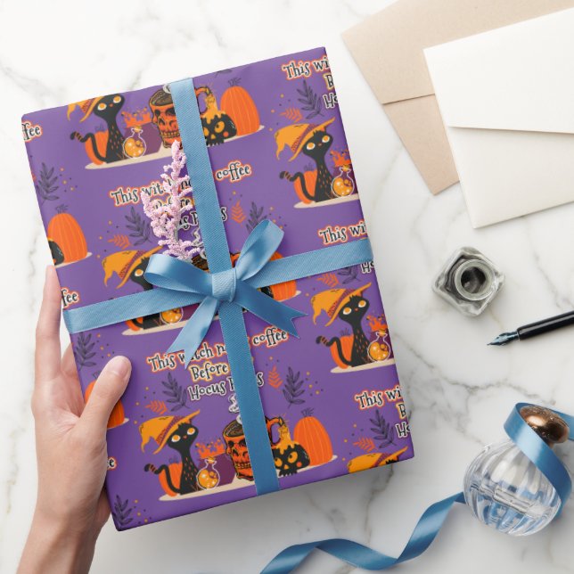 This Witch Needs Coffee Before Any Hocus Pocus Wrapping Paper (Gifting)