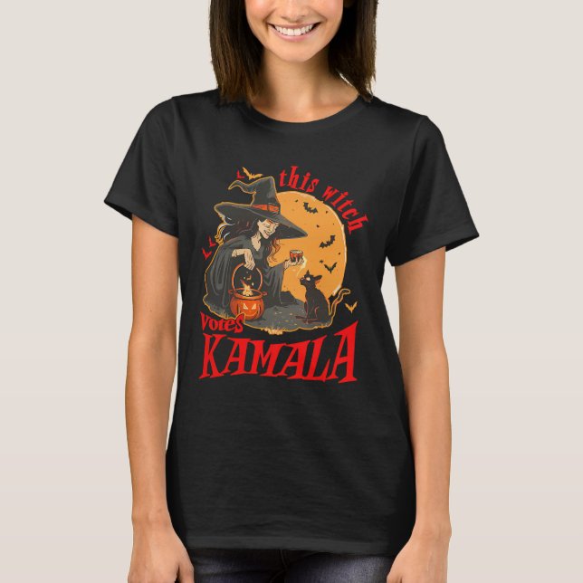 This Witch Votes Kamala Witchy Halloween Feminist  T-Shirt (Front)
