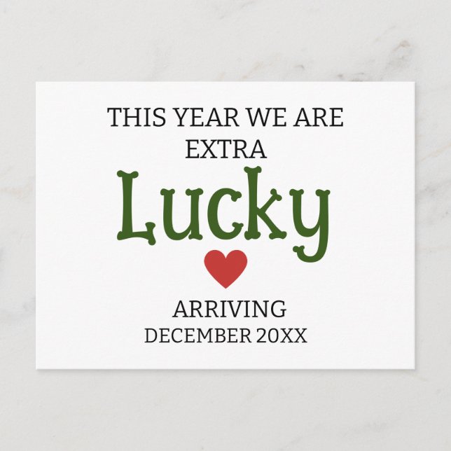 This year we are extra lucky custom pregnancy  ann holiday postcard (Front)