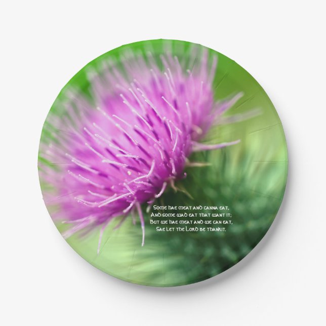 Thistle and Selkirk Grace Paper plate (Front)