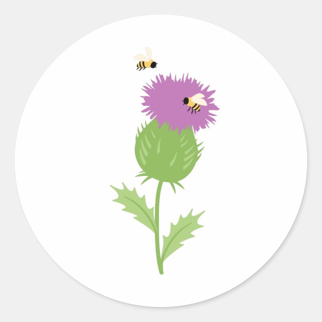 Thistle Bees Classic Round Sticker (Front)