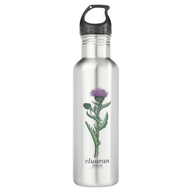 thistle / cluaran with Scottish Gaelic translation 710 Ml Water Bottle (Front)